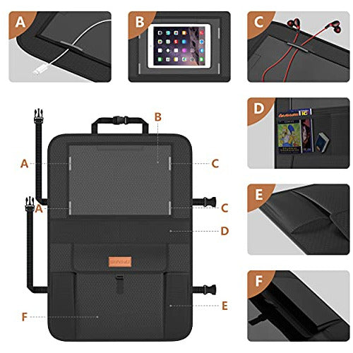 Smart Elf Car Seat Protector & Organizer - Black 4