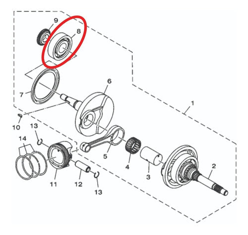 Rolamento Virabrequim Lado Direito Yamaha Nmax 160 1