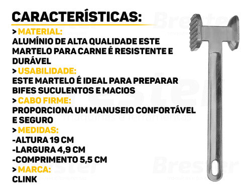 Martelo Amaciador De Carnes Churrasco Batedor Em Alumínio 2