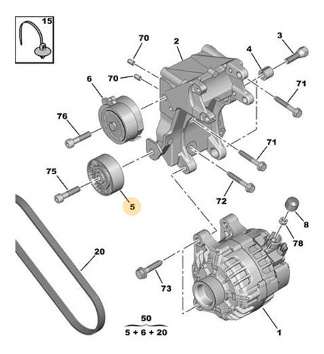 Polea Tensor Poly V Peugeot 206 207 307 2.0 Hdi Dw10td 1