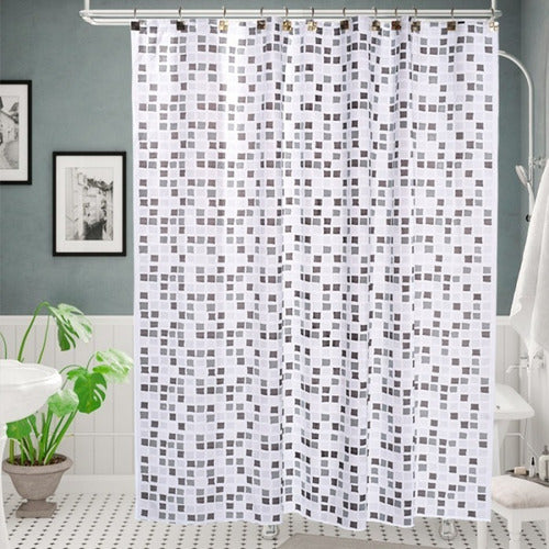 Eliplast Modern Printed Shower Curtain + Protector + Hooks 7