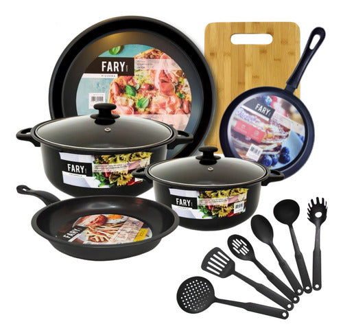 Fary Home Cooking Pot Set 12pcs - Non-Stick Carbon Steel 0