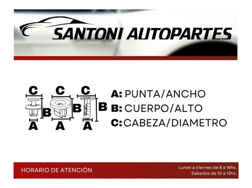 SANTONI Traba Grampa Clips De Tapizado De Puerta Ford X10 Unidades C 4