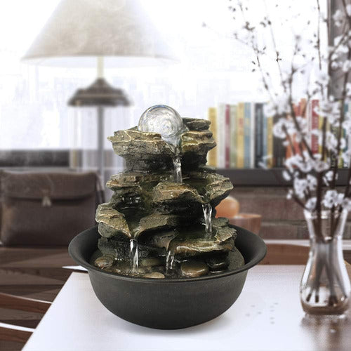 Bbabe Spinning Orb Rock Indoor Zen Waterfall Fountain with LED Light 1