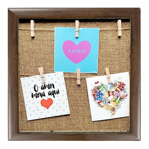 Decorative Wooden Picture Frame with Clips for Photos 30x30 64