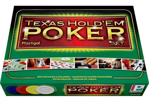 Plastigal Set Poker Texas Holdem 200 Fichas + 2 Mazos Cartas Dgl Games 1