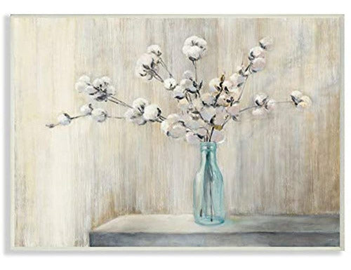 Stupell Industries Hermosa Flor De Algodón Gris Marrón Pintura 0