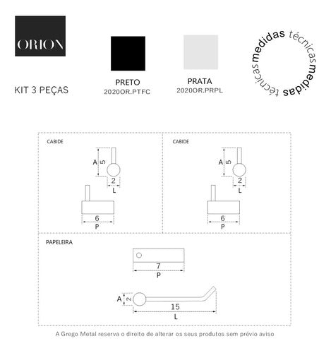 Kit Acessórios Para Banheiro Grego Metal Preto 2020or Orion 4