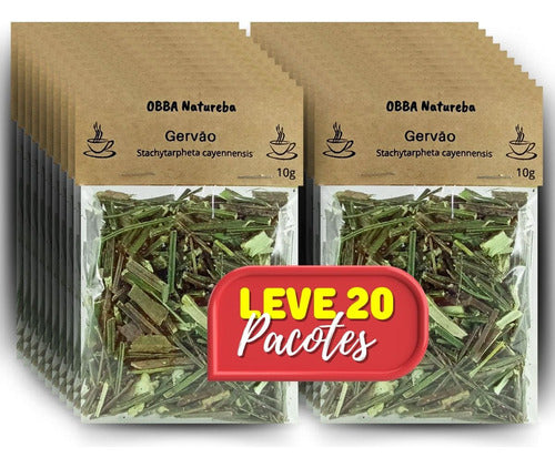 Kit 20 Chás De Gervão-100% Puro Erva Natural Chá 0