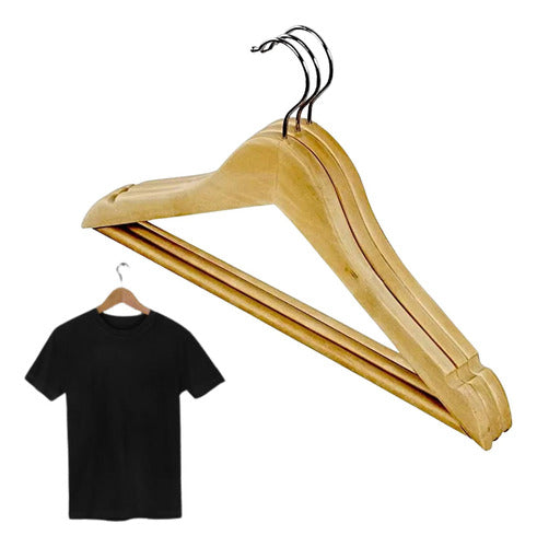 LAVADERO Premium Natural Polished Varnished Wooden Hangers X100 0