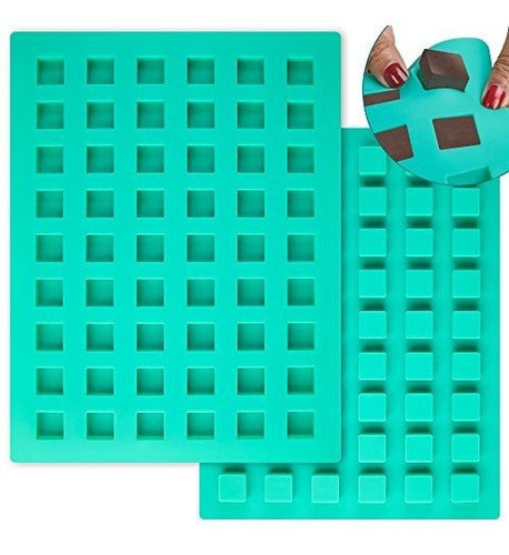 O'Creme Square Mini Brownie Silicone Mold for Chocolate, Truffles, Ganache, Jelly, Candy, and Caramels 0