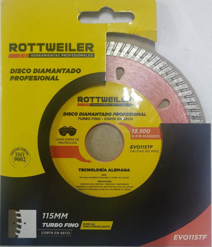 Rottweiler Disco Diamantado Fino Para Porcelanato 115mm Professional Turbo 1