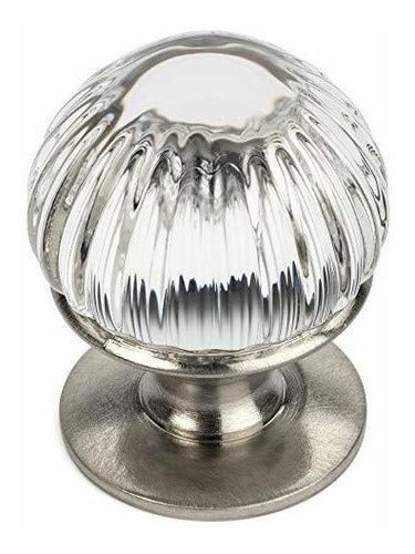 Cosmas 6812SN-C Satin Nickel Cabinet Hardware Round Knob With Clear Glass - 10 Pack 0