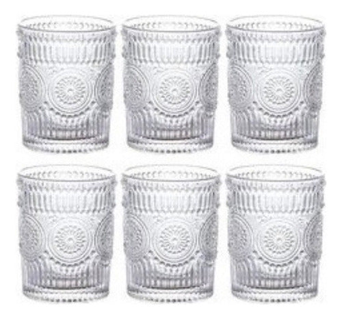 HYF Premium Transparent Cut Glass Glasses Set of 6 - 320ml 0