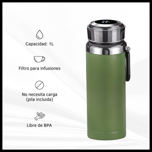Stainless Steel 1 Liter Thermos Bottle with LED Display Temperature and Filter 42