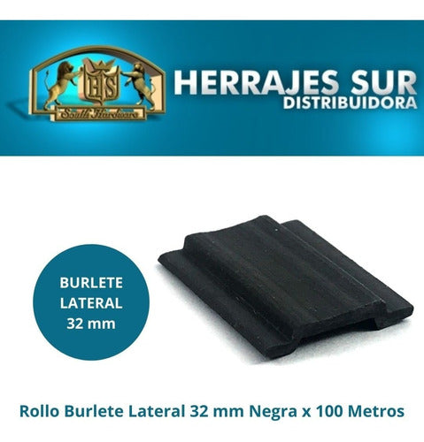 HS Burlete Lateral 32mm Negro Aberturas Aluminio X 100 Mts 1