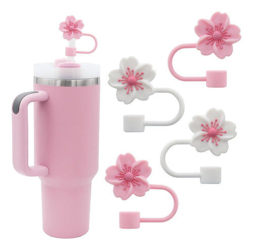 4 Tapa De Pajita Silicona Para Taza Stanley De 30 40 Oz Rosa 0