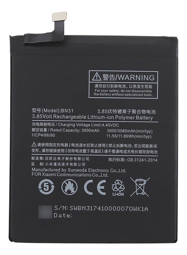 Xiaomi Bn31 Battery for Mi A1 Note 5A BN31 with Warranty 0