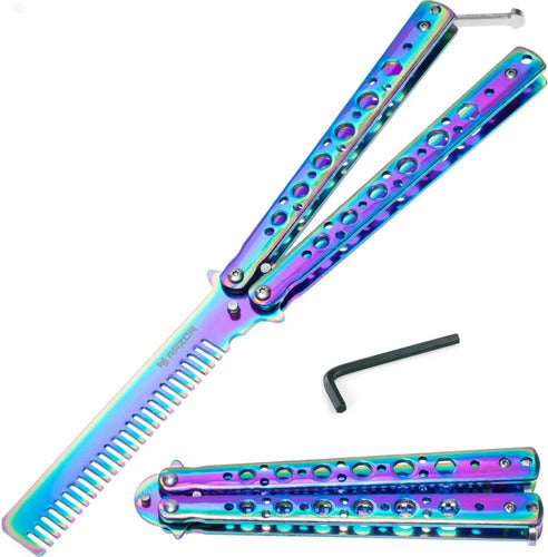 Razor Butterfly Trainer Knife Rainbow Fade Practice Comb 0