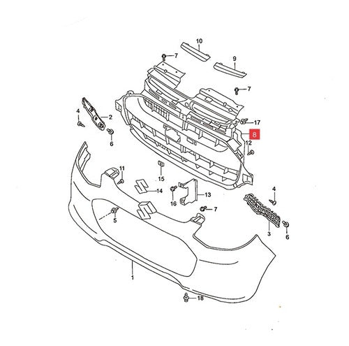 Rejilla Central Paragolpe Delt. Suzuki Alto 800 Ga 2016-19 0