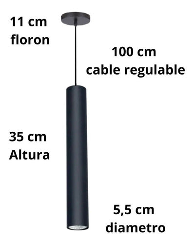 Ferrolux Minimalist Metal Tube Pendant Lamp 35cm Gu10 7W 2