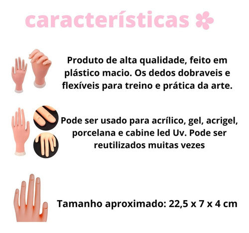 Mão De Treinamento Manicure Unha Gel Acrigel Porcelana Flex 4