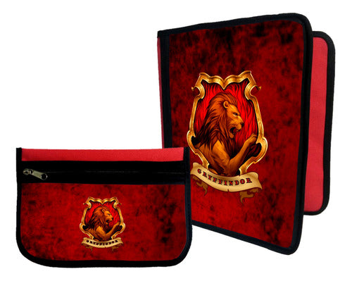 Backpack + 2 Folders + Gryffindor Hogwarts Pencil Case #515 1