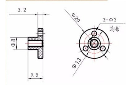 Tuerca Thsl 5mm Paso 1mm 2 Hilos (2mm X Vuelta) Material Pom 1