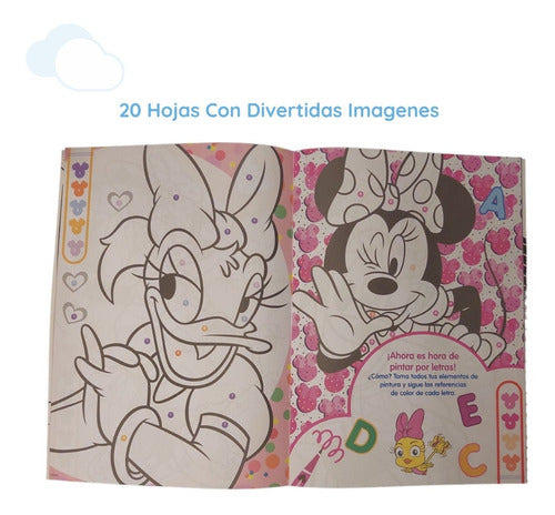 Minnie Coloring Book - Paint by Letters and Numbers - Libro Para Colorear Minnie Pinta Letras Números