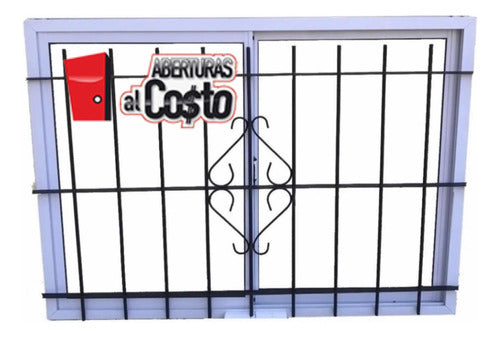 ALCOSTO White Aluminum Window 150x110 with Grill and Mosquito Net - Best Seller! 0