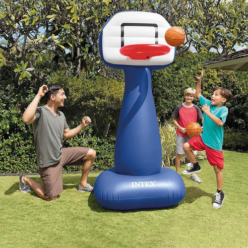 Set Aro De Básquet  Inflable Con Pelota Juego Interior Intex 4