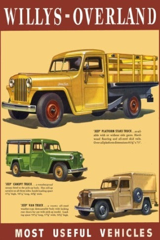 Jeep Willys Overland - Año 1948 Autos - Tamaño 45x30 Cm. 0