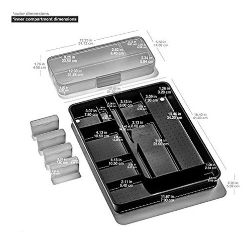 Madesmart Junk Drawer Organizer Ultimate Tray-Carbon Collection 2