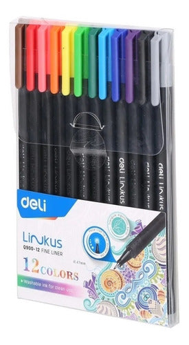 Estuche Microfibras Deli Linkus Trazo 0.45mm Fine Liner X 12 1