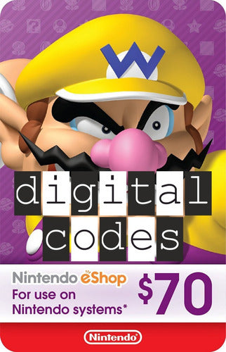 Nintendo Eshop Switch / U / 3ds Usa 70 Usd Digital Codes 0