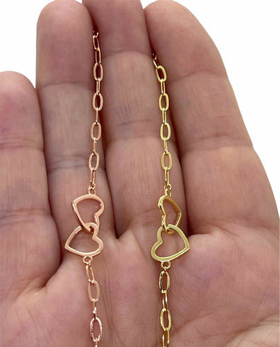 925 Silver Gold Plated Bracelet with Inseparable Hearts 0