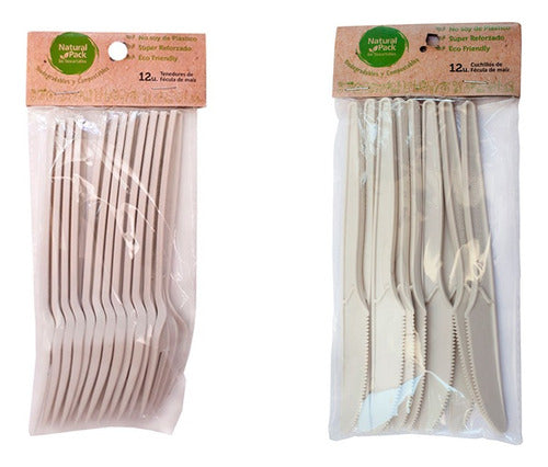 Set of 12 Biodegradable Resistant Knives and Forks 0