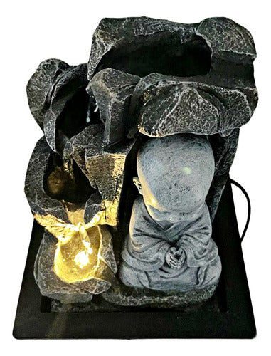 Medium Water Fountain 25cm Baby Buddha Zen Cascade with LED Lights 1