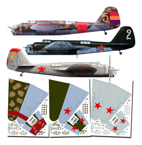 Tupolev SB-2 Scale 1.33 X 3 Papercraft Schematics 0