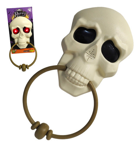 Timbre Calavera 28cm Halloween Luz Sonido Adorno Puerta 0