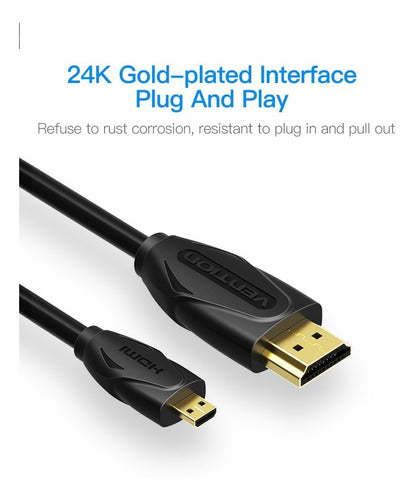 Vention 2m Premium Micro HDMI to HDMI Cable 1080p HD Gold-Plated - VAA-D03-B200 1