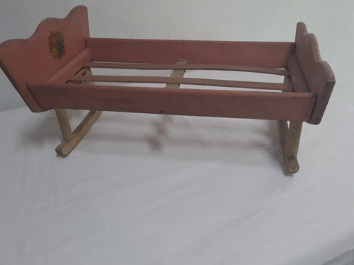 Juguete Antiguo Cama De Muñecas De Madera 1