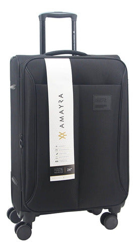 Medium 24'' Amayra Black Suitcase with Expandable Gusset and Lock 0