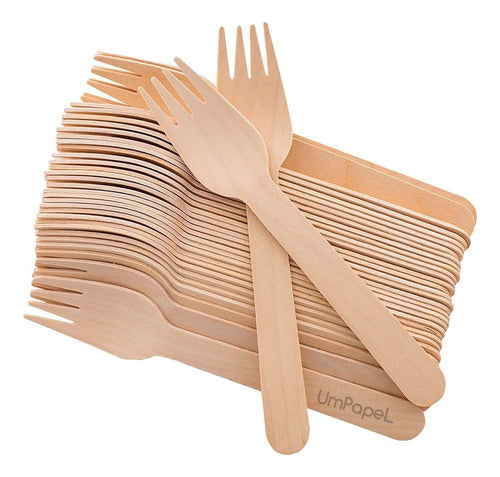 Manzana Cotillon Eco-Friendly Wooden Forks Catering Delivery X 50 U. 0