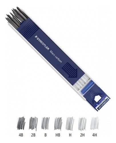 Staedtler Minas 2 Mm Hb Pack of 12 for Mechanical Pencils + Sharpener 1