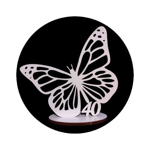 Set of 6 Butterfly Cut-Out Centerpieces with Customizable Name and Number MDF 0