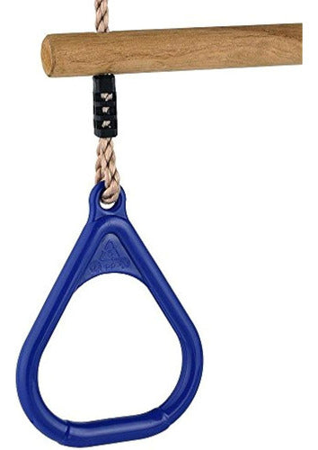 Huawell Wooden Trapeze with Plastic Gym Rings 2