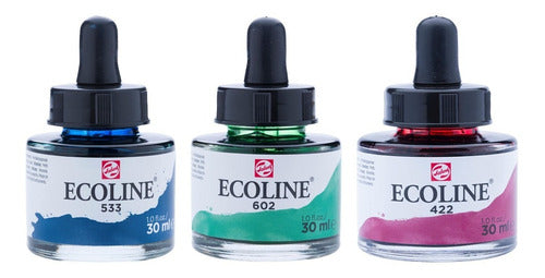 Pack 3 Colores Ecoline Talens Acuarela Liquida 0