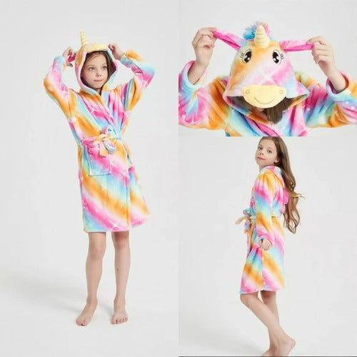 Children's Unicorn Plush Flannel Pajama Bathrobe ® Rainbow Star Unicorns 14