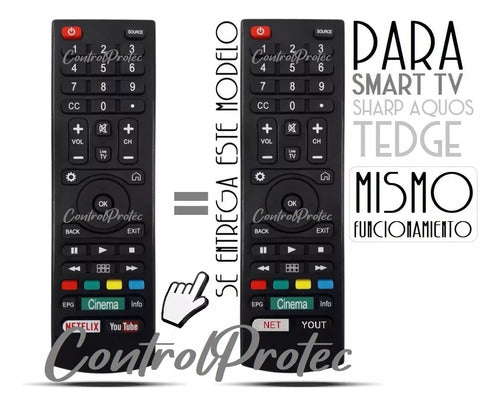 Control Remoto Para Sharp En2c28s Smart Tv Netflix You Tube 1